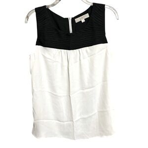 LOFT Black White Pleated Chiffon Sleeveless Zipper.  NWOT Size M